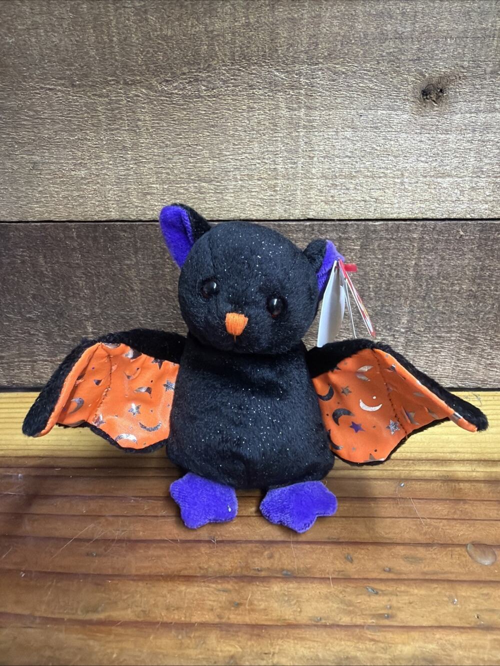 Ty Halloweenie Scarem the Bat Black/Orange 4” Vintage With Tags